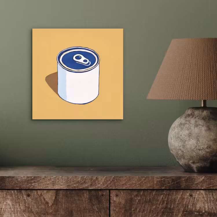 Blikje - Minimalistisch - Blauw - Illustratie aluminium wit klein -sfeer2
