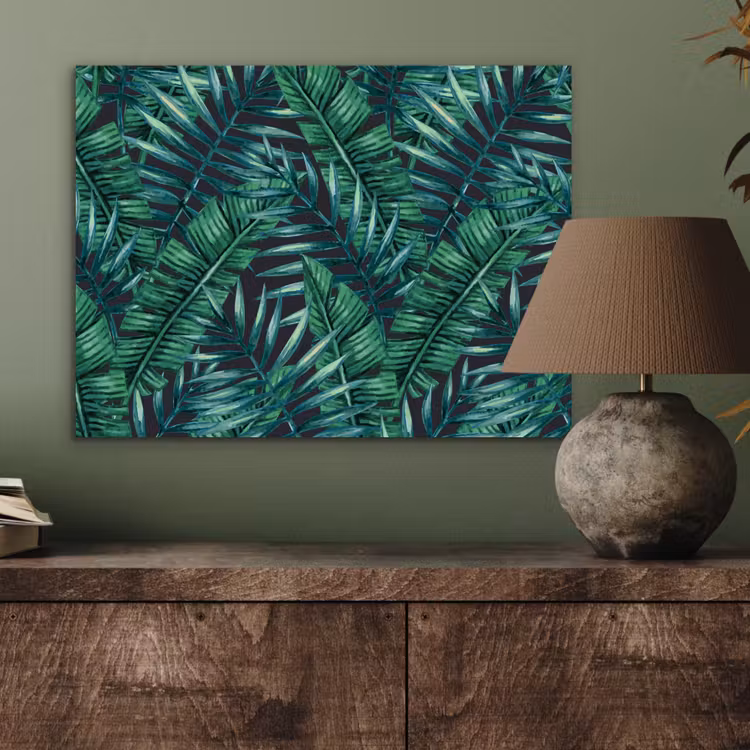 Jungle - Bladeren - Tropical aluminium wit klein -sfeer2