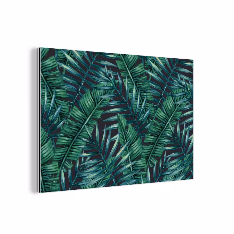 Jungle - Bladeren - Tropisch aluminium wit klein -3d
