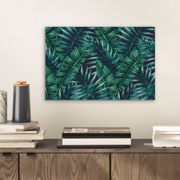Jungle - Bladeren - Tropisch aluminium wit klein -sfeer1