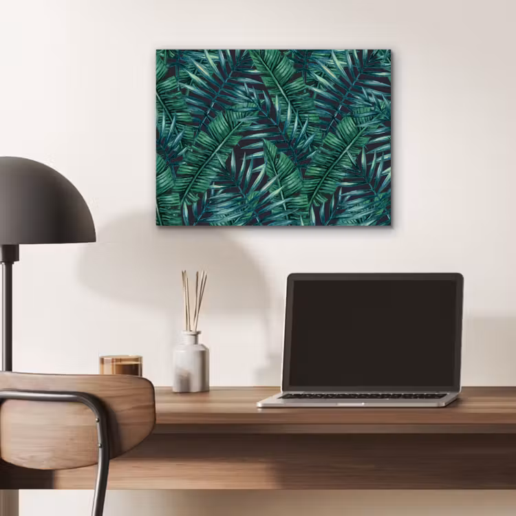 Jungle - Bladeren - Tropical aluminium wit klein -sfeer5