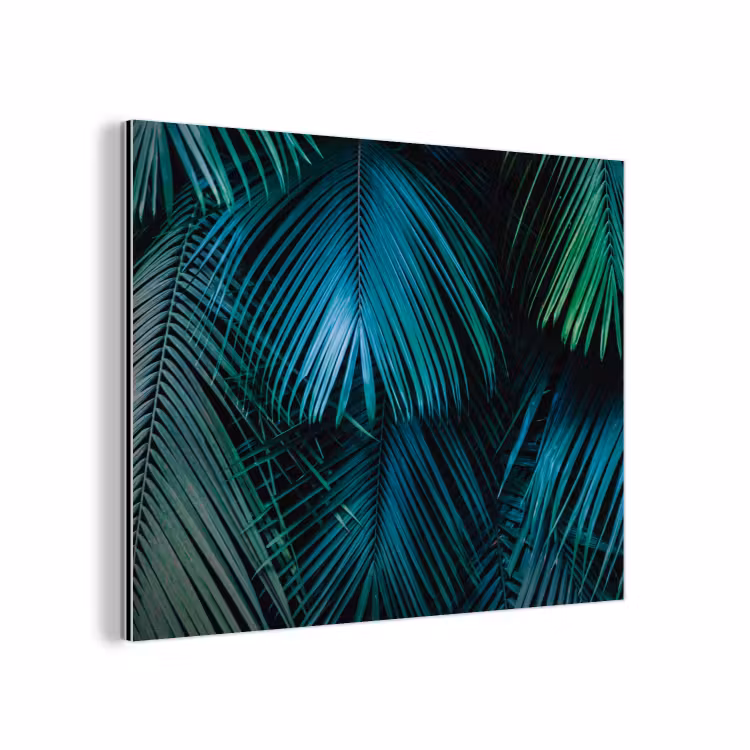 Inductie mat - Jungle - Inductie beschermer - Palmblad - Natuur aluminium wit klein -3d