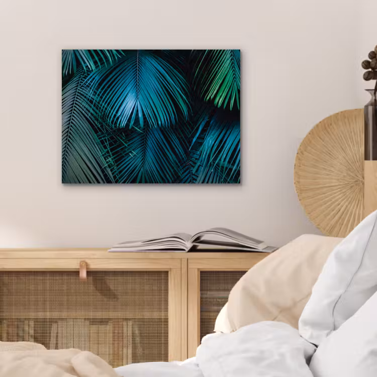 Inductie mat - Jungle - Inductie beschermer - Palmblad - Natuur aluminium wit klein -sfeer3
