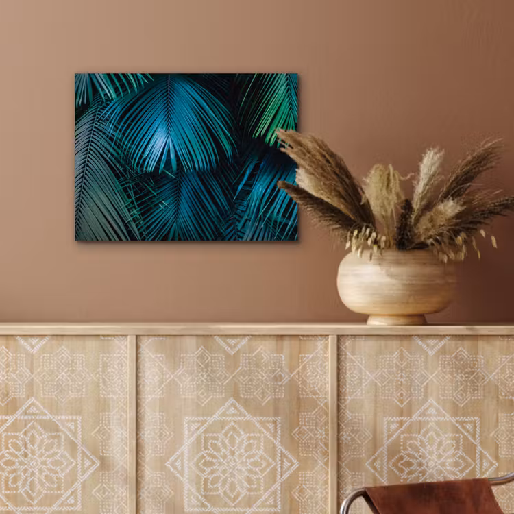 Inductie mat - Jungle - Inductie beschermer - Palmblad - Natuur aluminium wit klein -sfeer4