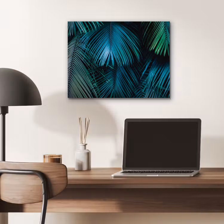 Inductie mat - Jungle - Inductie beschermer - Palmblad - Natuur aluminium wit klein -sfeer5