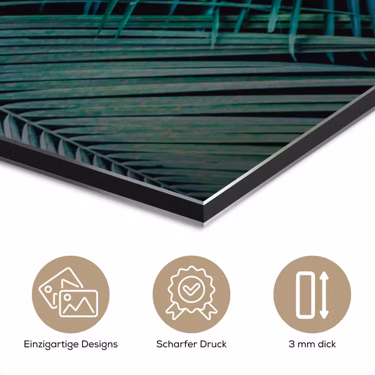 Inductie mat - Jungle - Inductie beschermer - Palmblad - Natuur aluminium wit klein -closeup_DE