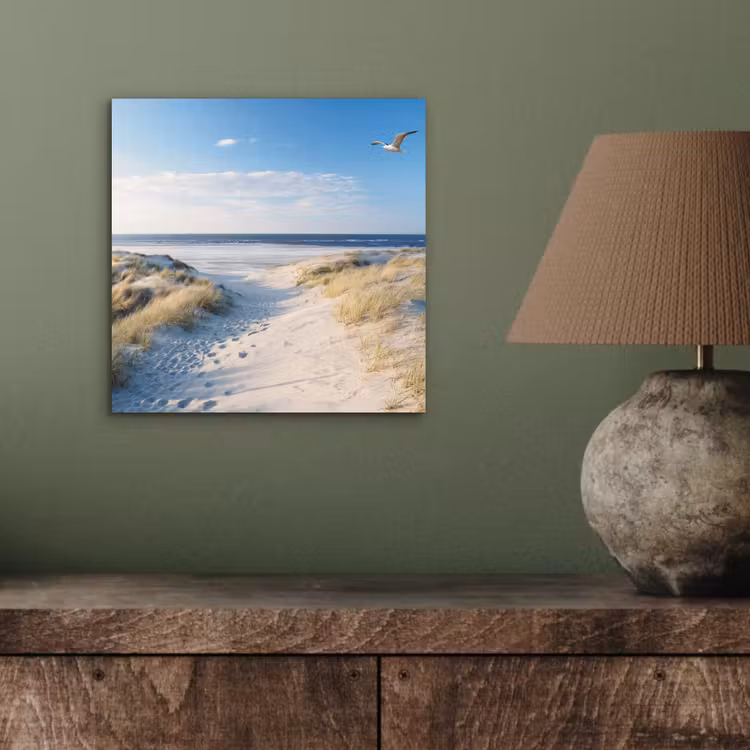 Duin - Meeuw - Strand - Zee - Zon aluminium wit klein -sfeer2