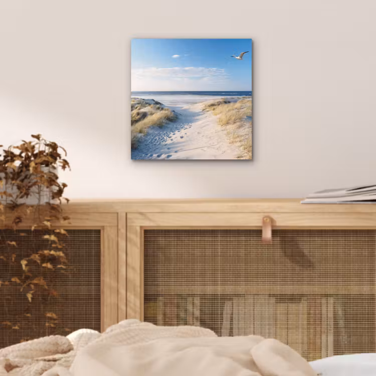Duin - Meeuw - Strand - Zee - Zon aluminium wit klein -sfeer3