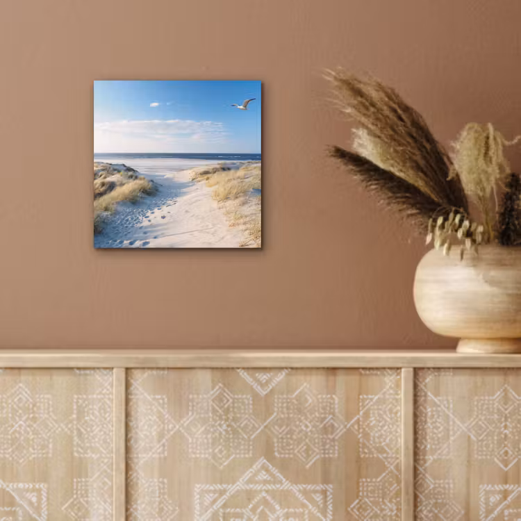 Duin - Meeuw - Strand - Zee - Zon aluminium wit klein -sfeer4