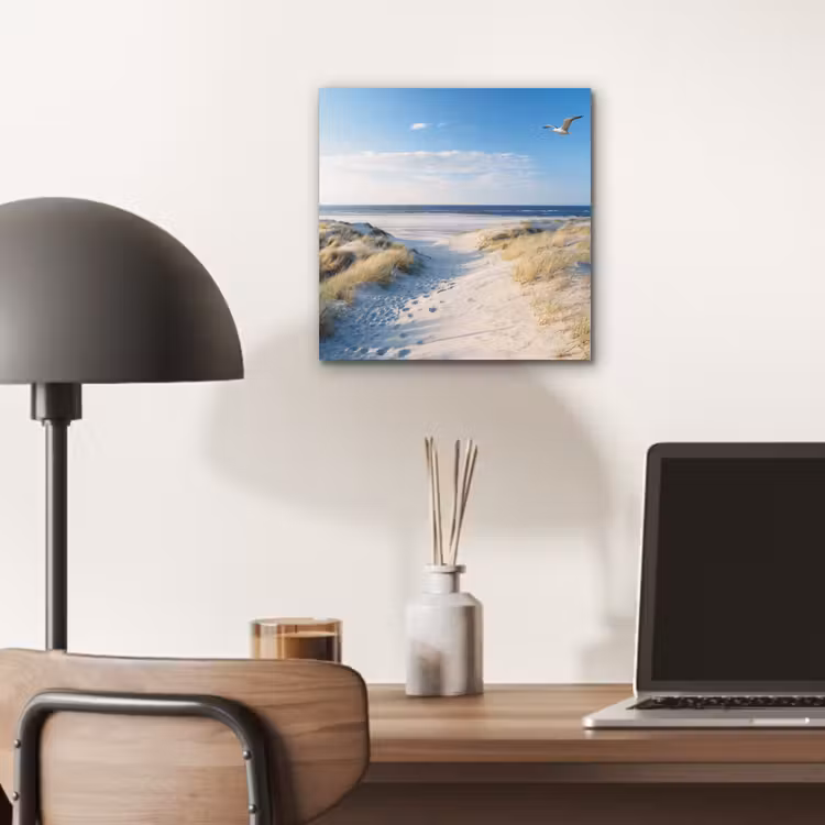 Duin - Meeuw - Strand - Zee - Zon aluminium wit klein -sfeer5