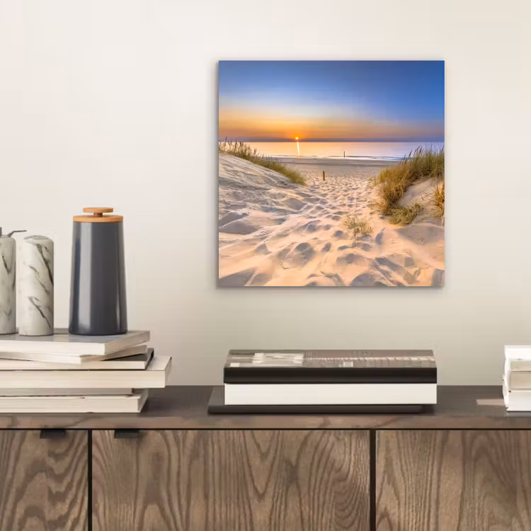 Duin - Zonsondergang - Horizon - Strand - Gras aluminium wit klein -sfeer1