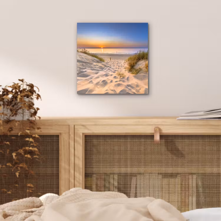 Duin - Zonsondergang - Horizon - Strand - Gras aluminium wit klein -sfeer3
