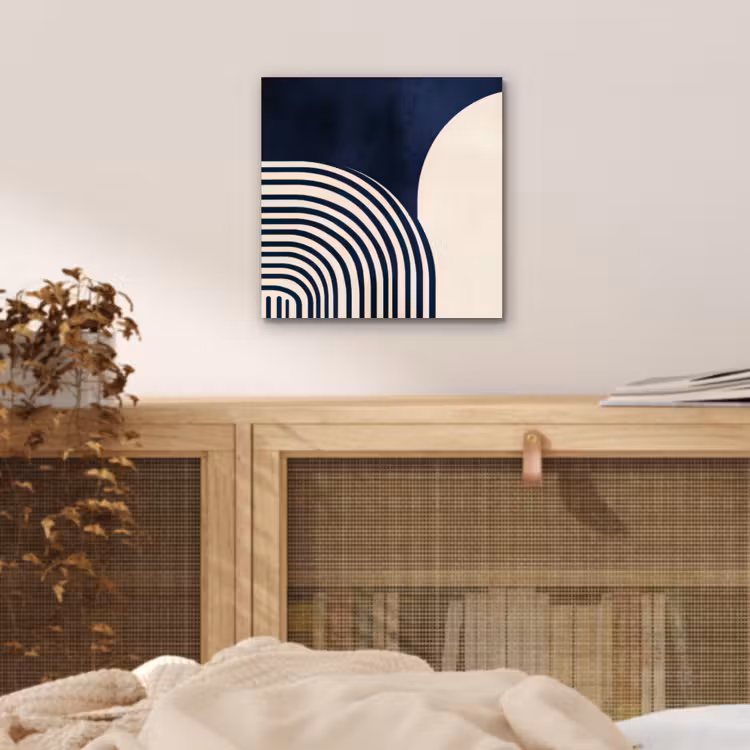 Donkerblauw - Abstract - Lijnen aluminium wit klein -sfeer3
