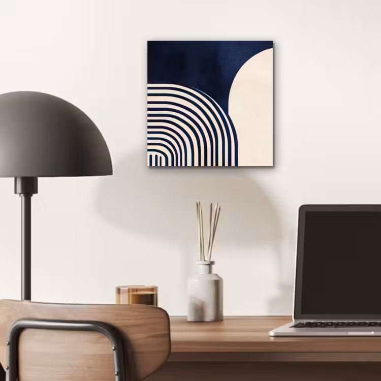 Donkerblauw - Abstract - Lijnen aluminium wit klein -sfeer5