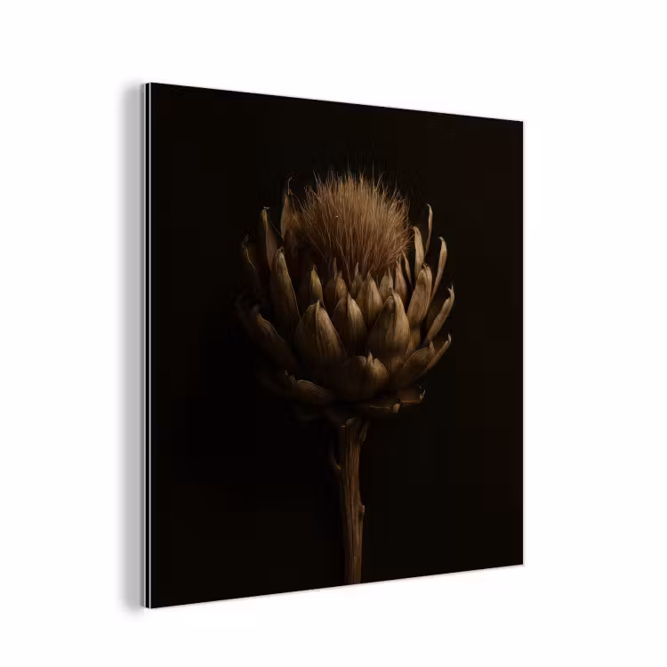 Donkerbruin - Bloem - Textuur - Artisjok aluminium wit klein -3d