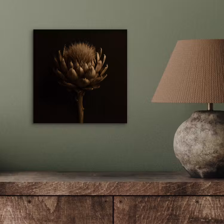 Donkerbruin - Bloem - Textuur - Artisjok aluminium wit klein -sfeer2