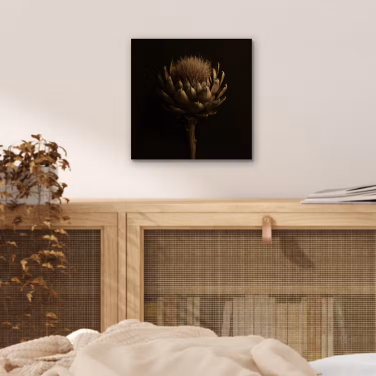 Donkerbruin - Bloem - Textuur - Artisjok aluminium wit klein -sfeer3
