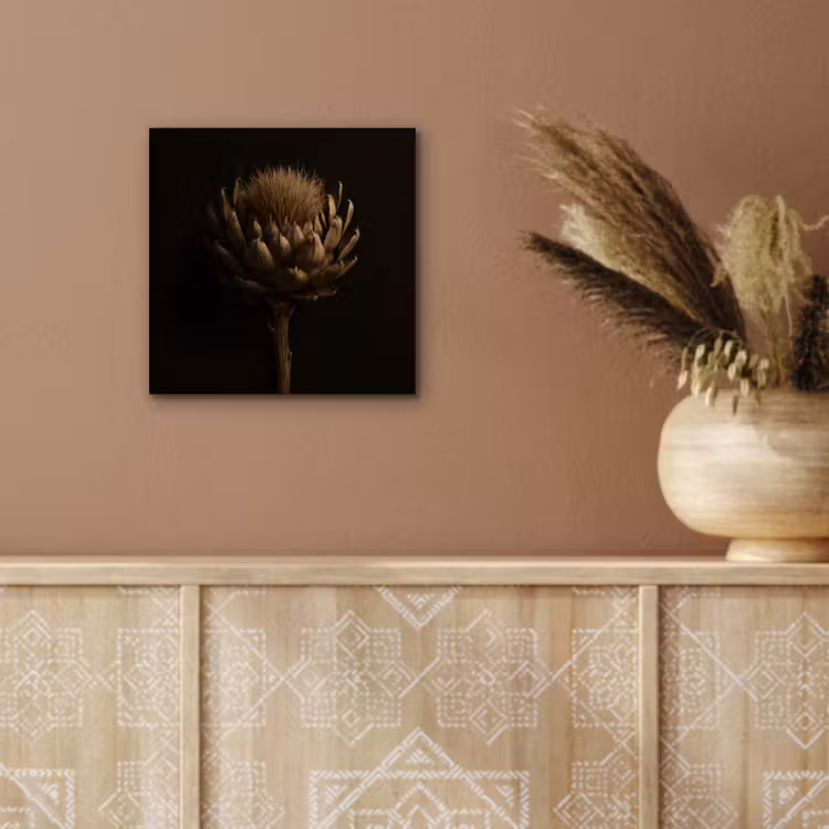 Donkerbruin - Bloem - Textuur - Artisjok aluminium wit klein -sfeer4