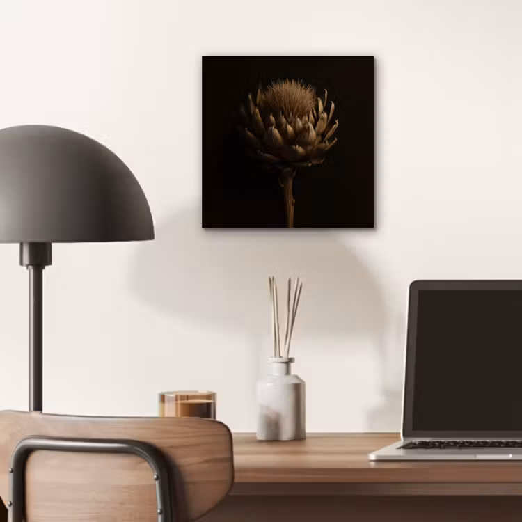 Donkerbruin - Bloem - Textuur - Artisjok aluminium wit klein -sfeer5