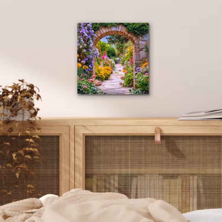 Doorkijk - Bloemen - Pad - Natuur aluminium wit klein -sfeer3