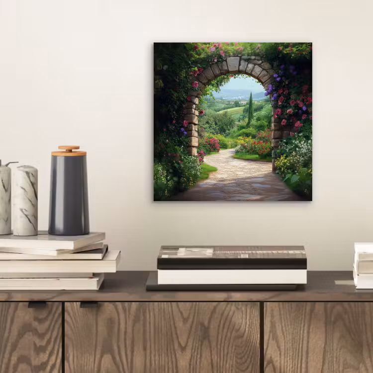 Doorkijk - Landschap - Bloemen - Pad - Uitzicht aluminium wit klein -sfeer1