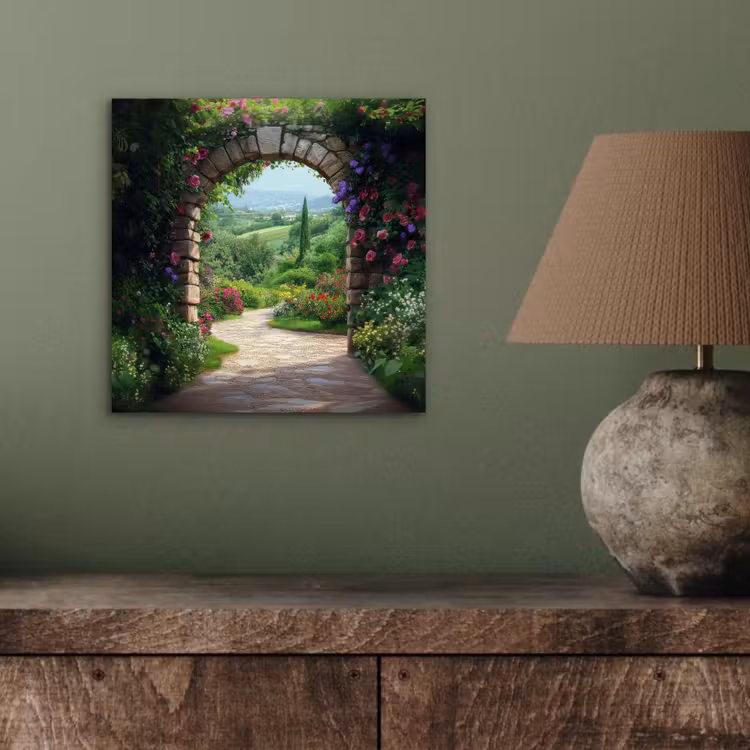 Doorkijk - Landschap - Bloemen - Pad - Uitzicht aluminium wit klein -sfeer2