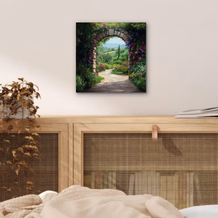 Doorkijk - Landschap - Bloemen - Pad - Uitzicht aluminium wit klein -sfeer3