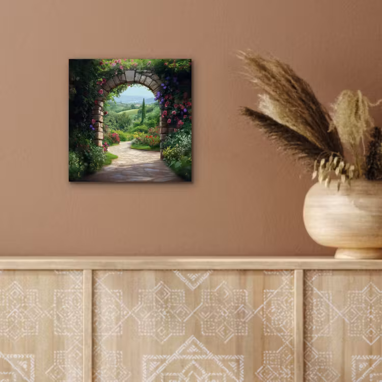 Doorkijk - Landschap - Bloemen - Pad - Uitzicht aluminium wit klein -sfeer4