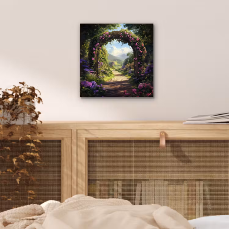 Doorkijk - Rozenboog - Uitzicht - Landschap - Bloemen aluminium wit klein -sfeer3