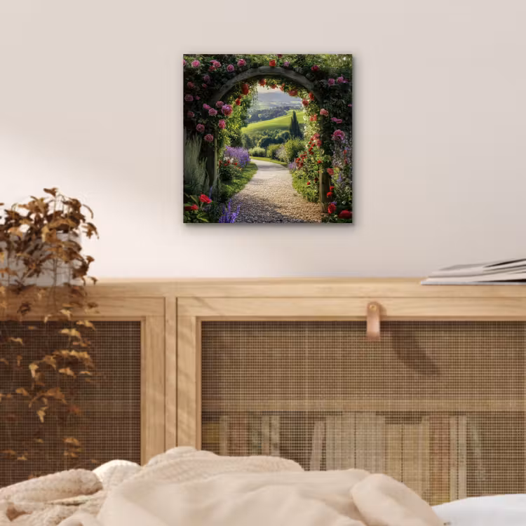 Doorkijk - Tuinboog - Bloemen - Natuur - Pad aluminium wit klein -sfeer3