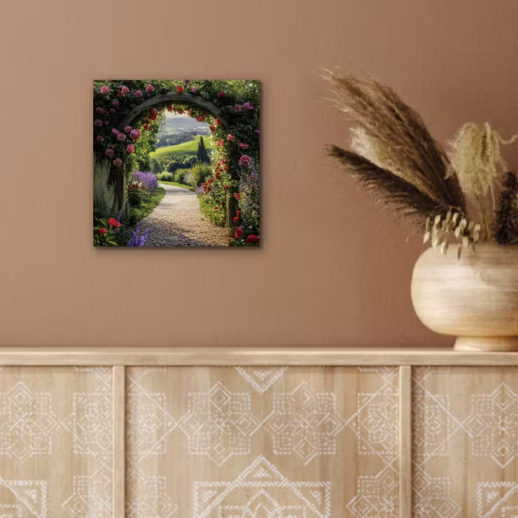 Doorkijk - Tuinboog - Bloemen - Natuur - Pad aluminium wit klein -sfeer4