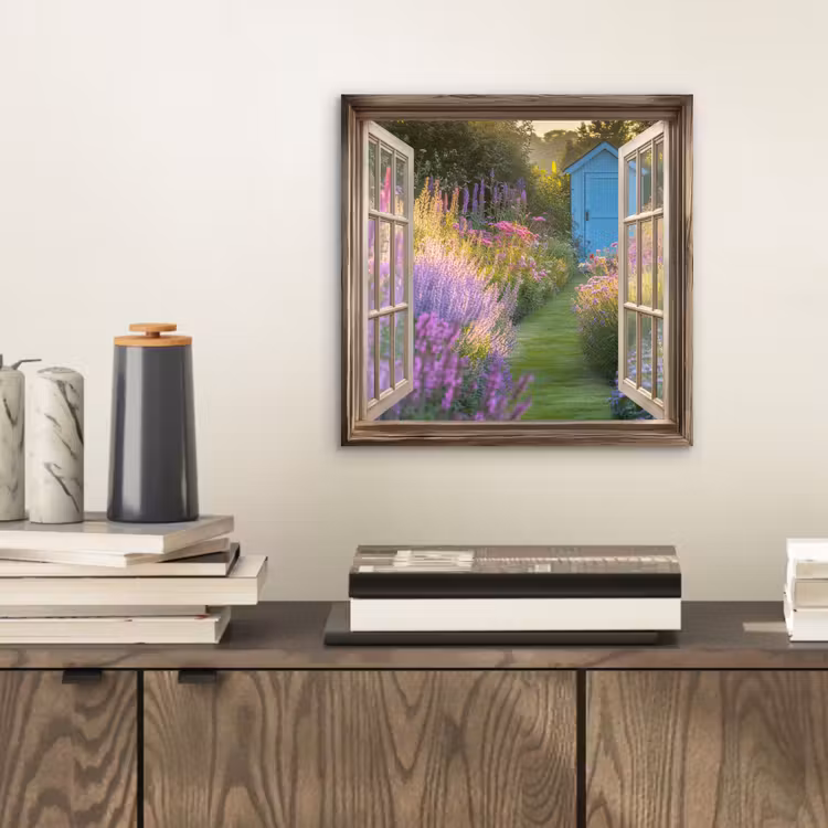 Doorkijk - Bloemen - Raam - Natuur aluminium wit klein -sfeer1