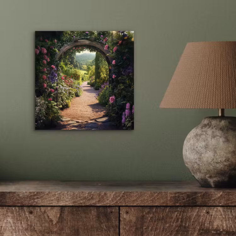 Doorkijk - Bloemen - Natuur - Rozenboog aluminium wit klein -sfeer2