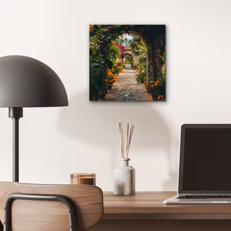Doorkijk - Bloemen - Poort - Stenen aluminium wit klein -sfeer5
