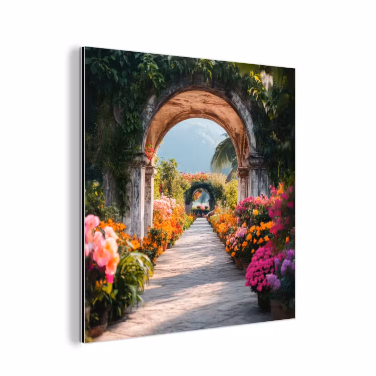 Doorkijk - Bloemen - Tropisch - Kleurrijk aluminium wit klein -3d