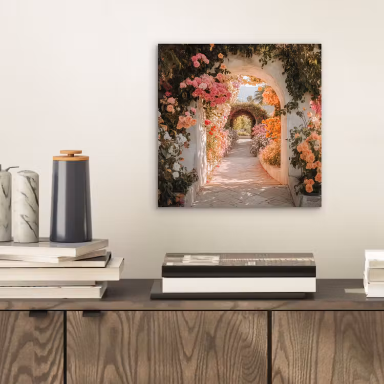 Doorkijk - Boog - Bloemen - Pastel aluminium wit klein -sfeer1
