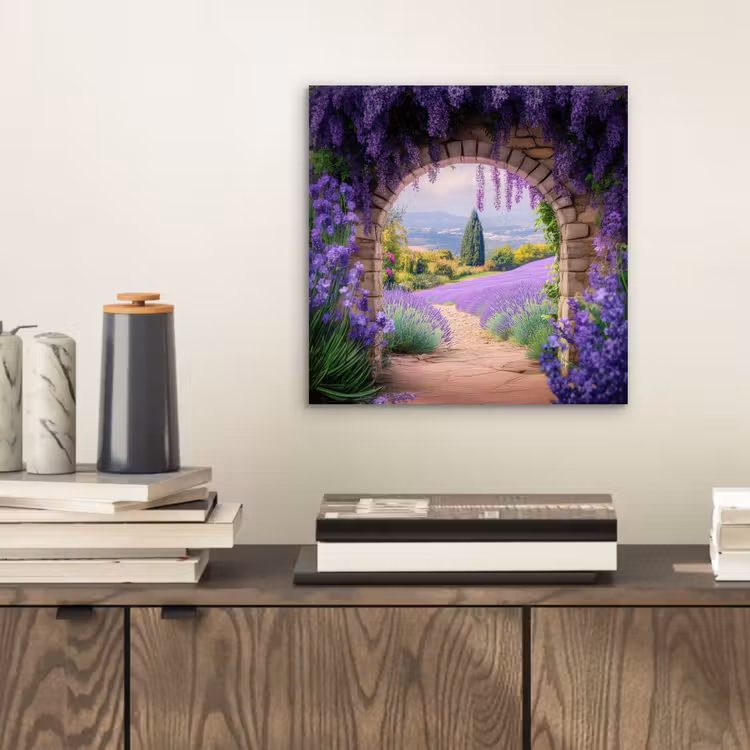 Doorkijk - Lavendel - Bloemen - Paars - Poort aluminium wit klein -sfeer1