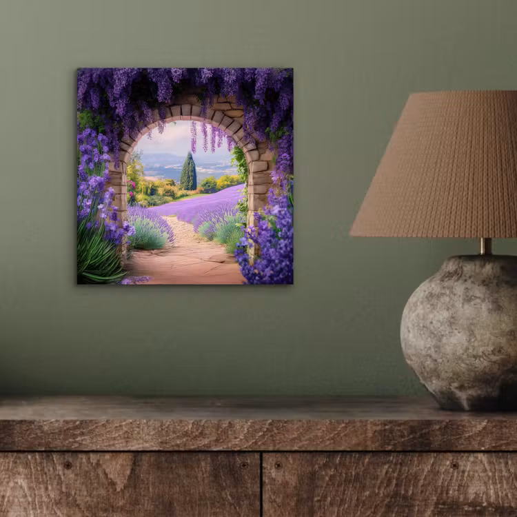 Doorkijk - Lavendel - Bloemen - Paars - Poort aluminium wit klein -sfeer2