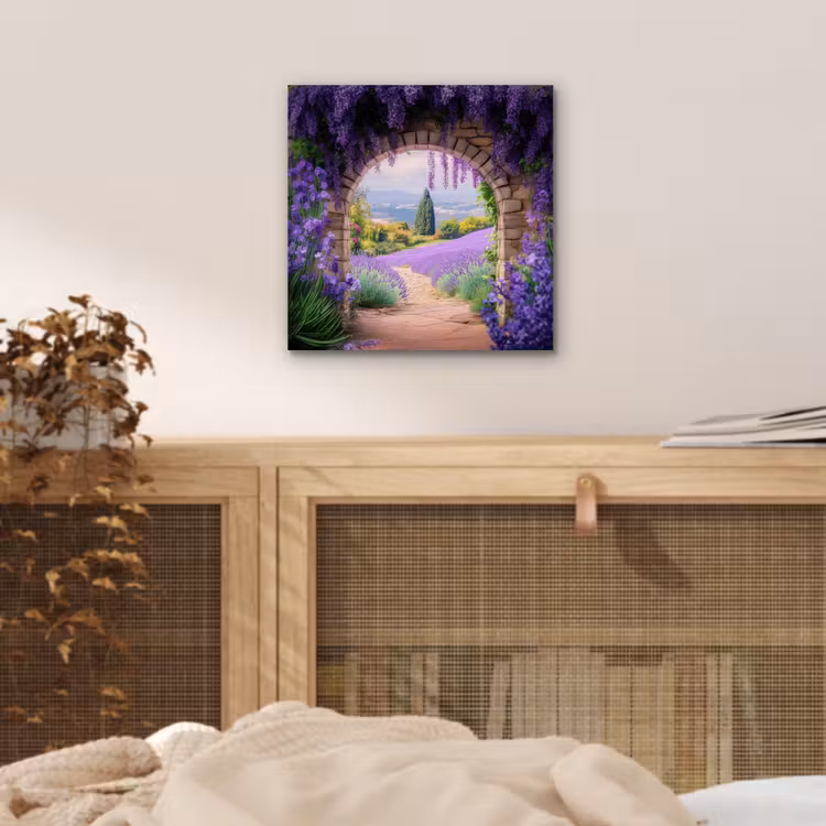 Doorkijk - Lavendel - Bloemen - Paars - Poort aluminium wit klein -sfeer3