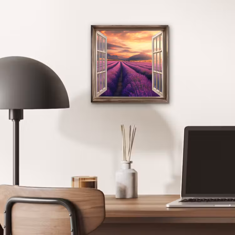 Doorkijk - Lavendel - Landschap - Bloemen - Paars aluminium wit klein -sfeer5
