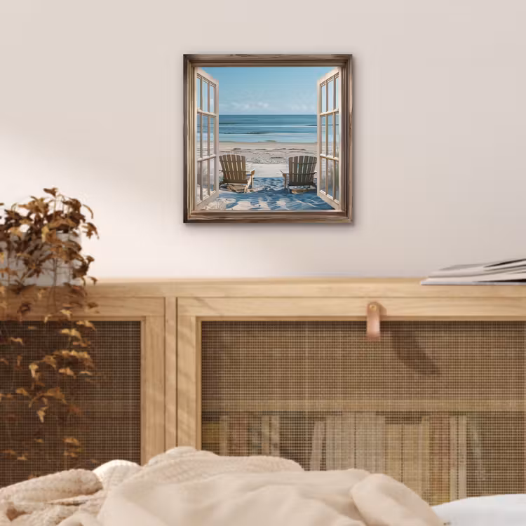 Doorkijk - Strandstoelen - Duinen - Zee - Natuur aluminium wit klein -sfeer3