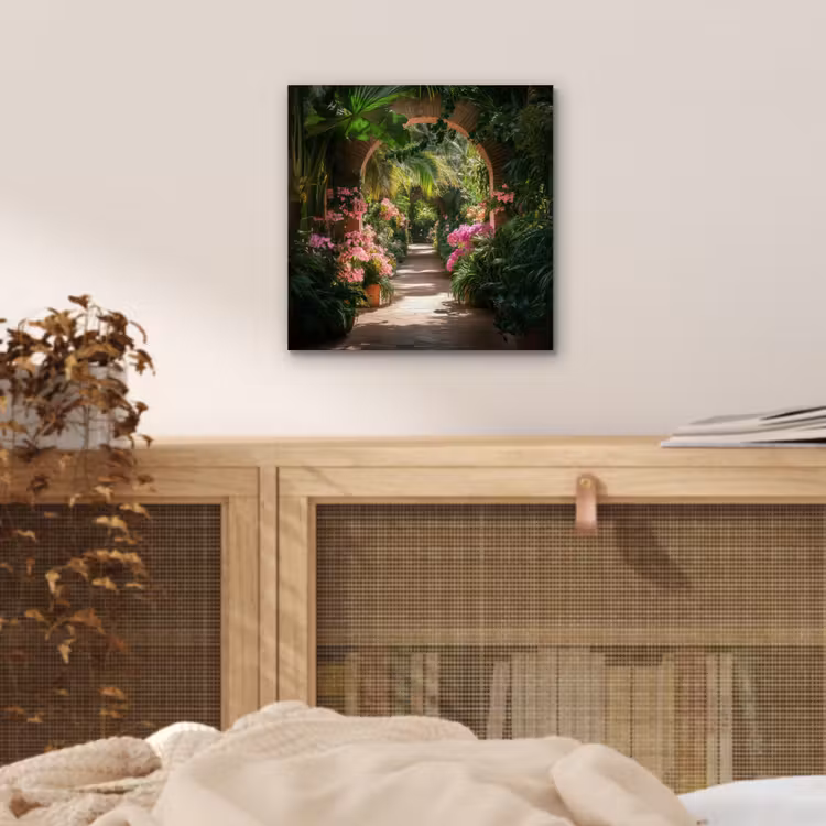 Doorkijk - Tropisch - Bloemen - Natuur aluminium wit klein -sfeer3