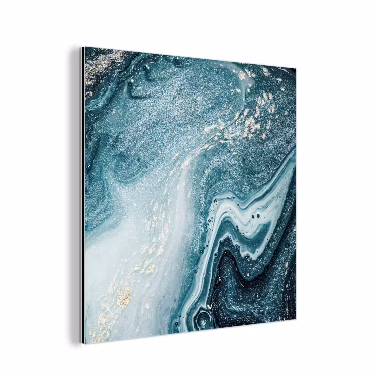 Edelstenen - Blauw - Natuur - Marmer - Abstract aluminium wit klein -3d