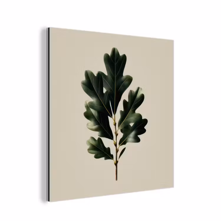 Eikenbladeren - Beige - Groen - Golvende randen aluminium wit klein -3d