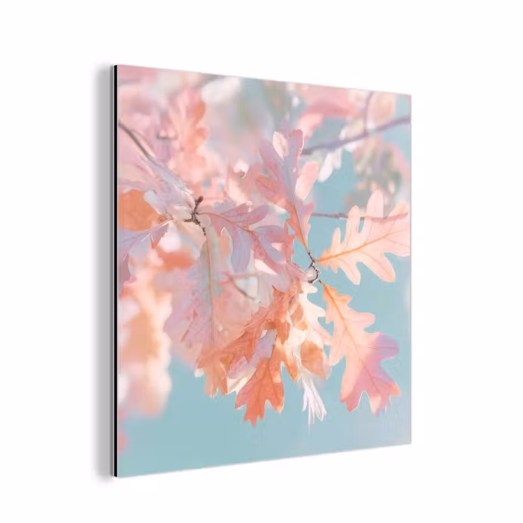 Eikenbladeren - Takken - Roze aluminium wit klein -3d