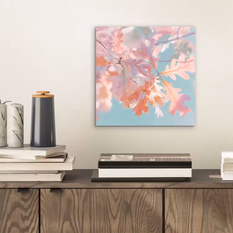 Eikenbladeren - Takken - Roze aluminium wit klein -sfeer1