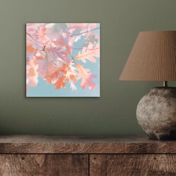 Eikenbladeren - Takken - Roze aluminium wit klein -sfeer2