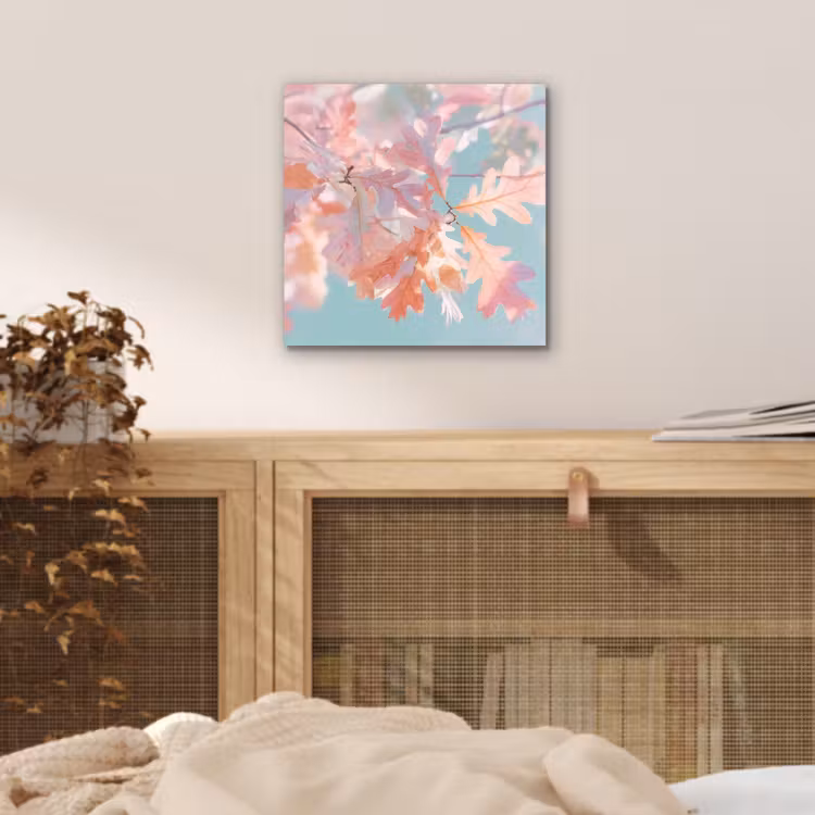 Eikenbladeren - Takken - Roze aluminium wit klein -sfeer3