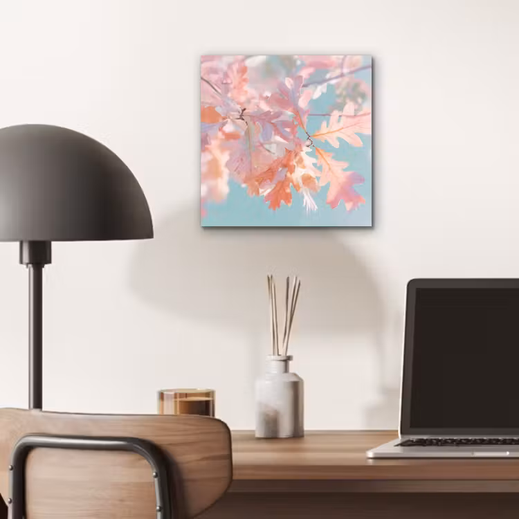 Eikenbladeren - Takken - Roze aluminium wit klein -sfeer5