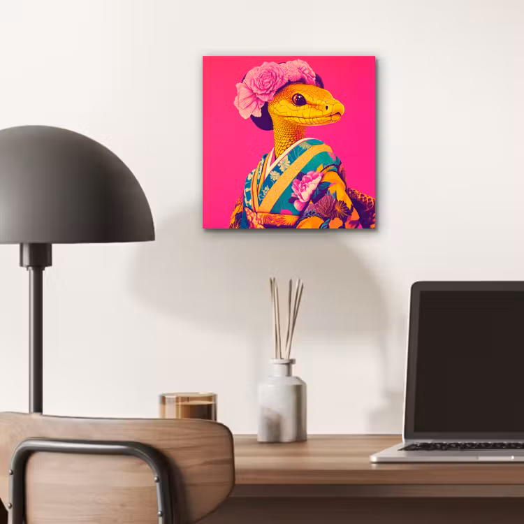 Hagedis - Bloemen - Roze - Kimono aluminium wit klein -sfeer5